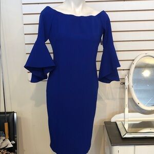 Chelsea28 Royal Blue Off-Shoulder Dress